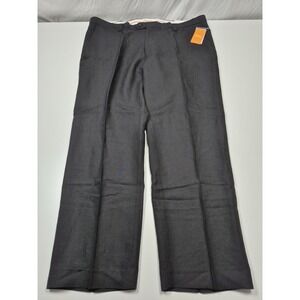 Inserch Dress Pants Mens 40x33 Black Linen Flat Front Lined NWT